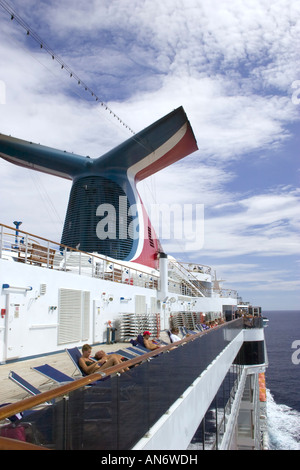 Cruising at sea on the Carnival Miracle cruise ship Stock Photo