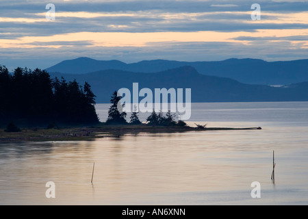 Coastal view of Strait of Georgia at dusk, Parksville, Vancouver Island, British Columbia, Canada