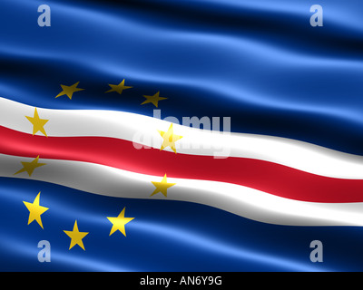 Flag of Cape Verde computer generated illustration with silky appearance and waves Stock Photo