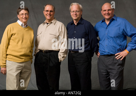 June 14 2006 Microsoft senior leadership team photographed at a corporate gathering at Ballmer's Hunts Point Washington home. Stock Photo