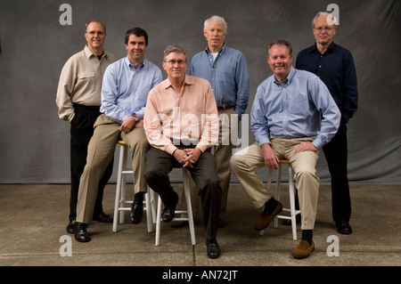June 14 2006 Microsoft senior leadership team photographed at a corporate gathering at Ballmer's Hunts Point Washington home Stock Photo
