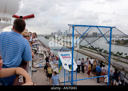 Carnival Triump leaving Port of Miami Stock Photo