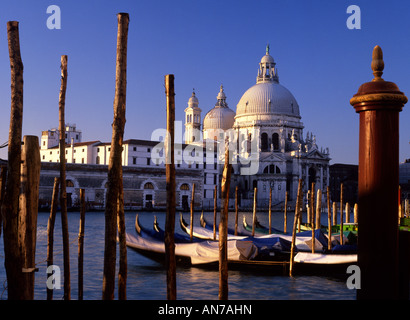 Santa Maria della Salute church and Grand Canal in early morning light Venice Veneto Italy Stock Photo