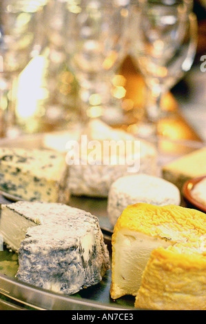 Paris France, French Cheese, Food on a Plate, in French Bistro Restaurant 'L'Equitable' Close up Stock Photo