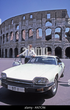 RETURN OF THE SAINT UK TV series from 1978 to 1980 with Ian Ogilvy as Simon Templar seen here outside the Colosseum in Rome Stock Photo