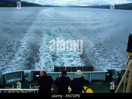 View From Back Of Ferry From Oban To Mull in Uk Stock Photo
