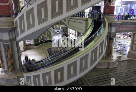 The spiral escalator that forms the centerpiece of the Forum Shops at Caesars Palace Stock Photo