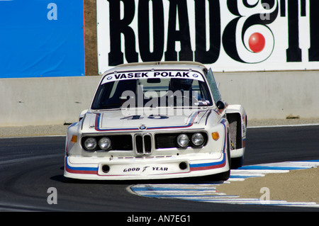 Rug Cunningham in his 1974 BMW 3.5 CSL in turn 11 at the Rolex Monterey Historic Automobile Races 2006 Stock Photo