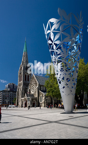View of Christchurch Cathedral, New Zealand before the devastating earthquake. Stock Photo