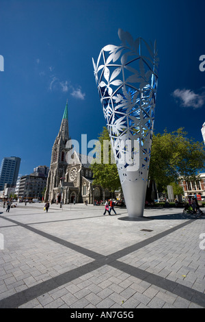 View of Christchurch Cathedral, New Zealand before the devastating earthquake. Stock Photo