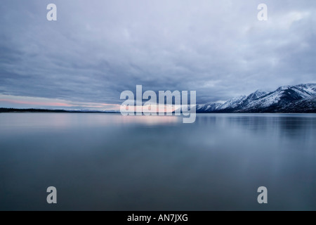 Grand Teton and jackson lake at sunset Stock Photo