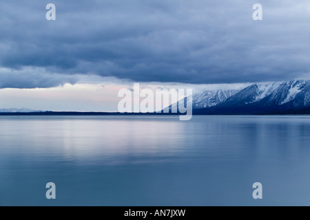 Grand Teton and jackson lake at sunset Stock Photo