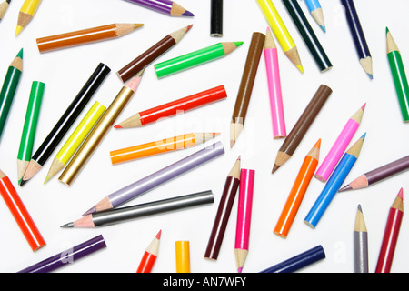 Colour Pencils in Random Arrangement Stock Photo