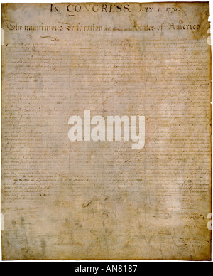 US Declaration of Independence; Original of the Declaration of ...