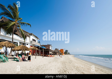 Beach in Town Centre, Bucerias, near Nuevo Vallarta, Riviera Nyarit, Puerto Vallarta, Pacific Coast, Mexico Stock Photo