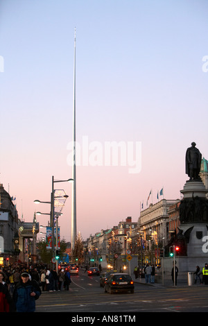 Lower O Connell street with spire and christmas lights Dublin Republic of Ireland Stock Photo