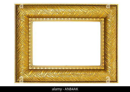 Old fashioned picture frame isolated on a white background. Stock Photo