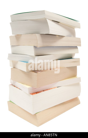 Stack of used books isolated on a white background. Stock Photo