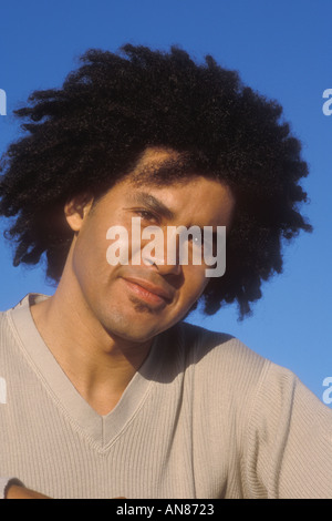portrait 34 yr old mixed Caucasian African male Stock Photo
