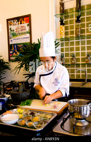 Thai chef, Thai cooking school, Blue Elephant Restaurant, Bangkok, Thailand Stock Photo