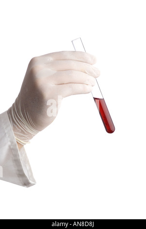 Lab worker handling blood samples Stock Photo