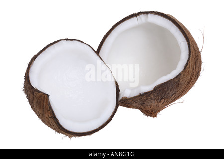 Coconut cut out on white background Stock Photo