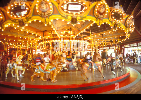 Dentzel Carousel, Glen Echo Park, George Washington Memorial Parkway, Cabin John, Maryland, USA Stock Photo