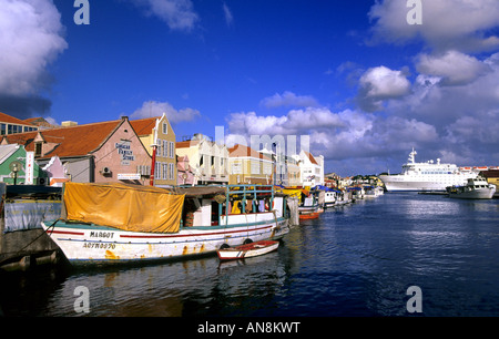 Floating market in willemstad Curacao Netherlands Antilles caribbean Stock Photo