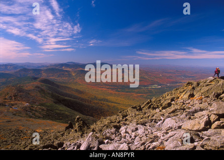 View of Appalachian Trail Hut from Mount Washington, White Mountains, New Hampshire, USA Stock Photo