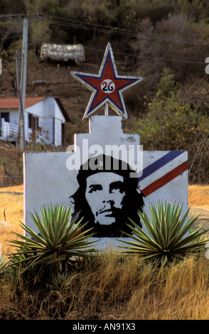 Portrait of Ernesto Che Guevara on small monument. Stock Photo