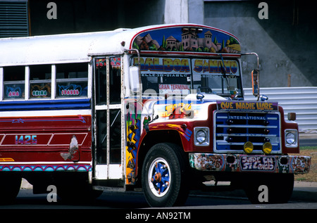 Red Devil bus Panama City Panama Stock Photo