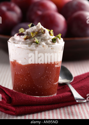 Plum Fool Dessert Stock Photo