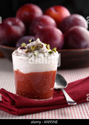 Plum Fool Dessert Stock Photo