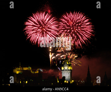 Edinburgh festival fireworks from Calton Hill Stock Photo