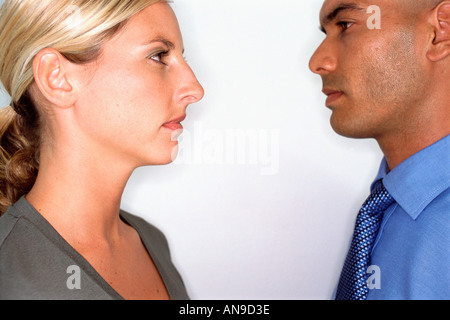 Profiles of male and female Stock Photo