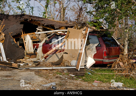Damage caused by Hurricane Katrina Waveland Mississippi Stock Photo