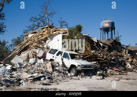 Destruction of home caused by Hurricane Katrina Gulfport Mississippi Stock Photo