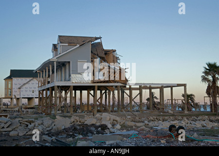 Damage caused by Hurricane Katrina Near New Orleans Louisiana Stock Photo