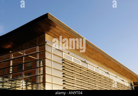 Exterior detail of building for the National Assembly for Wales Senedd building in Cardiff Bay Wales UK Stock Photo
