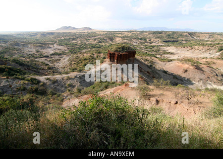 View of Oldupai (Olduvai) Gorge in the Great Rift Valley, Tanzania, East Africa Stock Photo
