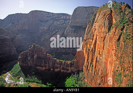 Virgin River gorge in Angels Landing area, view from Scout Lookout over Zion Canyon, Zion National Park, Utah, USA Stock Photo