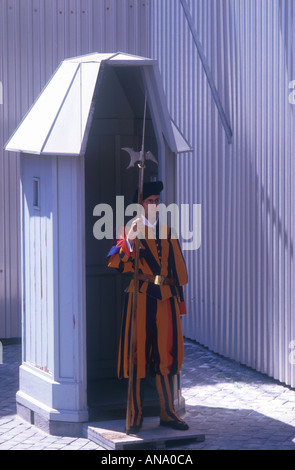 Swiss Guard before his sentrybox at the Vatican City State Rome Italy ...