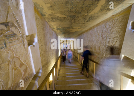 Egypt Valley of the Kings near Luxor entering the tomb of Merenptah KV8 Stock Photo