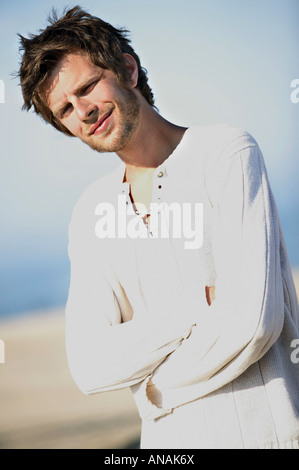 portrait of a joung brown haired man Stock Photo