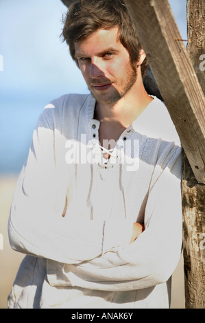 portrait of a joung brown haired man Stock Photo