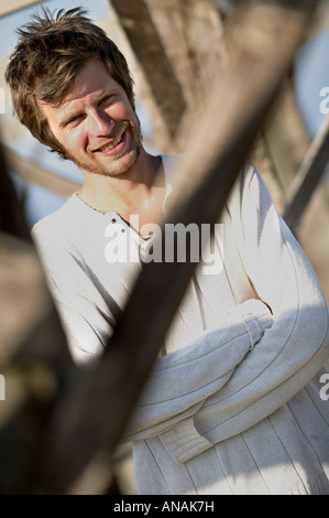 portrait of a joung brown haired man Stock Photo