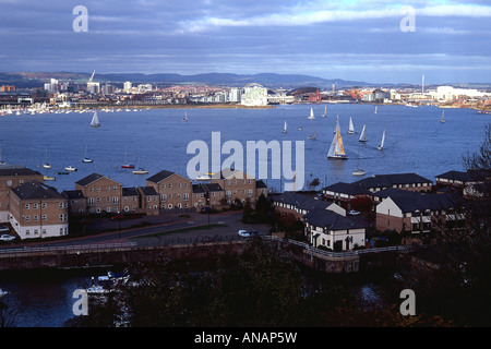 cardiff bay from penarth waterfront reclaimed south wales uk gb Stock Photo