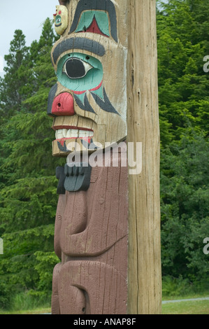Tlingit Indian totem pole detail Sitka National Totem Park Sitka Alaska ...