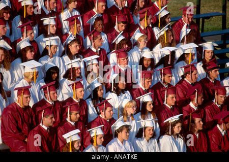 New Jersey,NJ,Mid Atlantic,The Garden State,Bergen County,Rutherford,high school,campus,student students graduation,seniors,student students gowns,cer Stock Photo