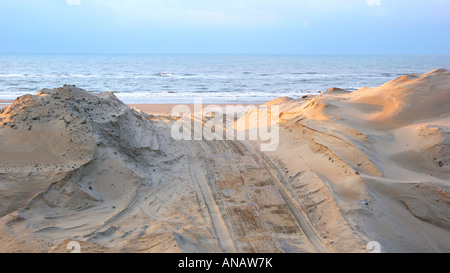 dike construction for amplifying the coast Stock Photo